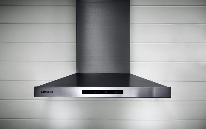 Black stainless steel range deals hood samsung